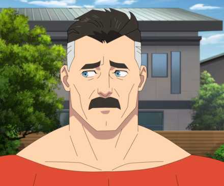 Omni-Man looks sheepish in Invincible.