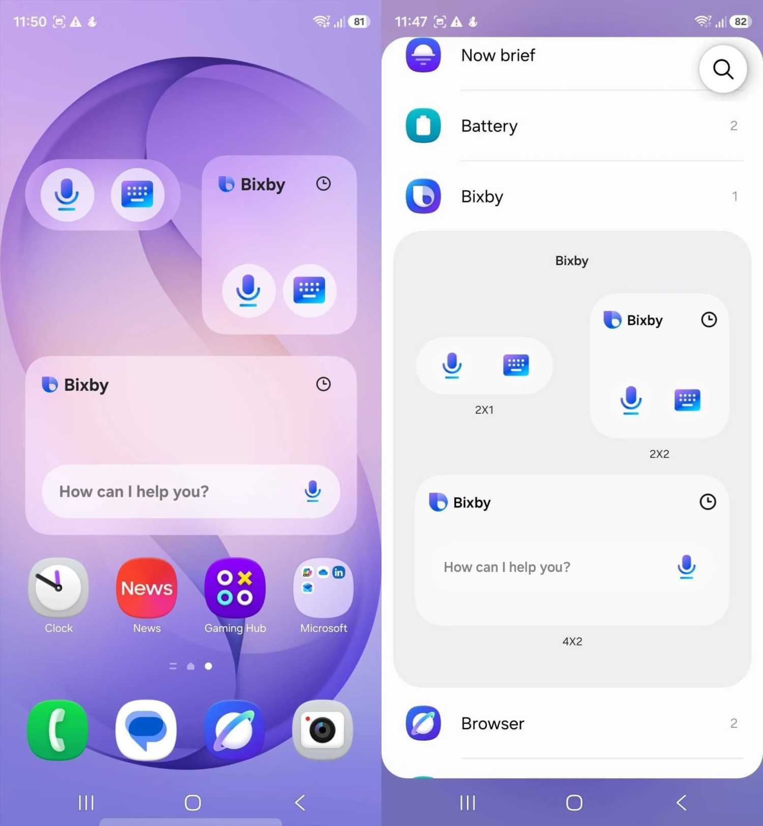 The Bixby widgets in One UI 9.