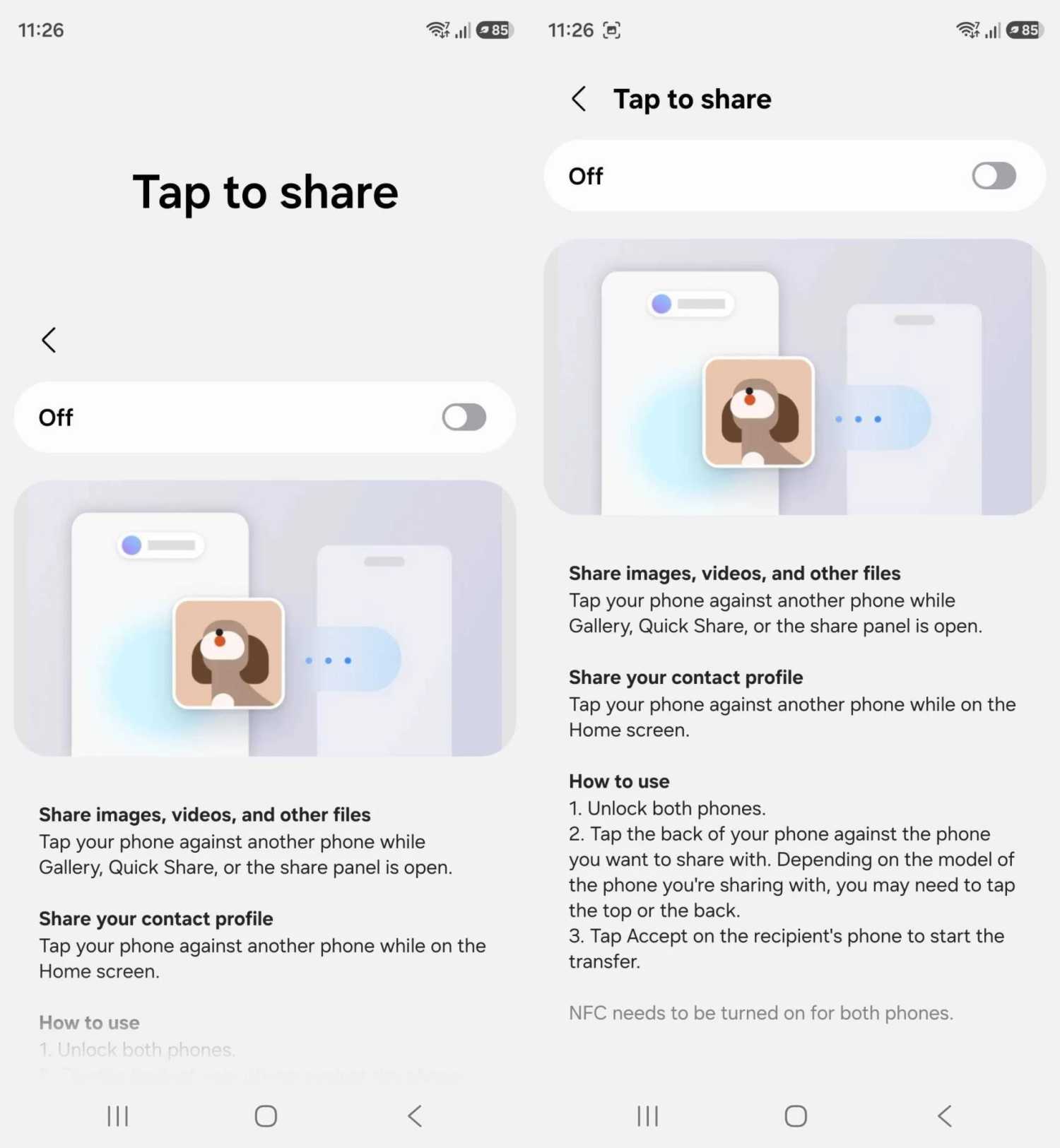 Tap to Share on One UI 9.