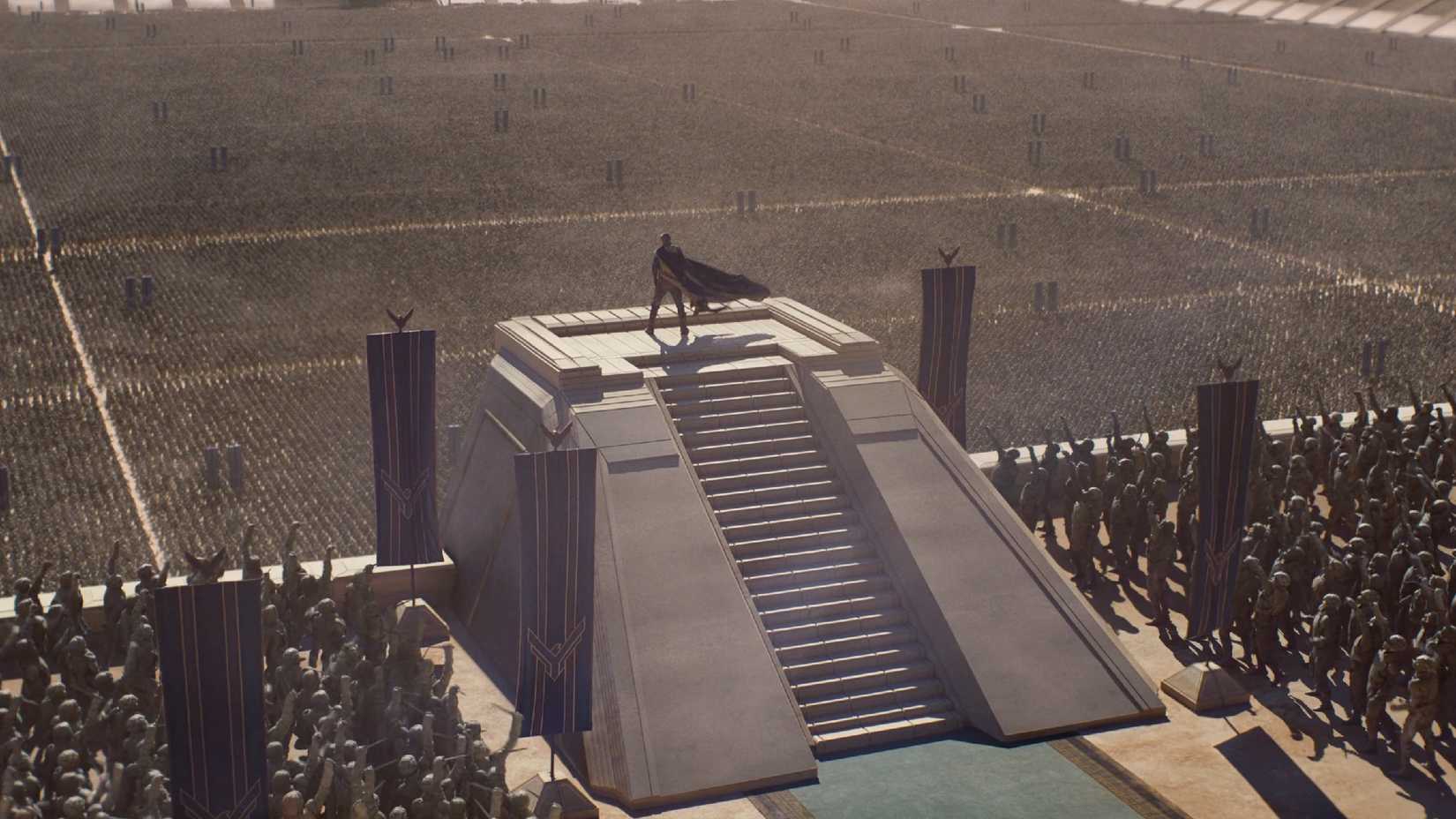 Paul Atreides stands before his followers in Dune 3