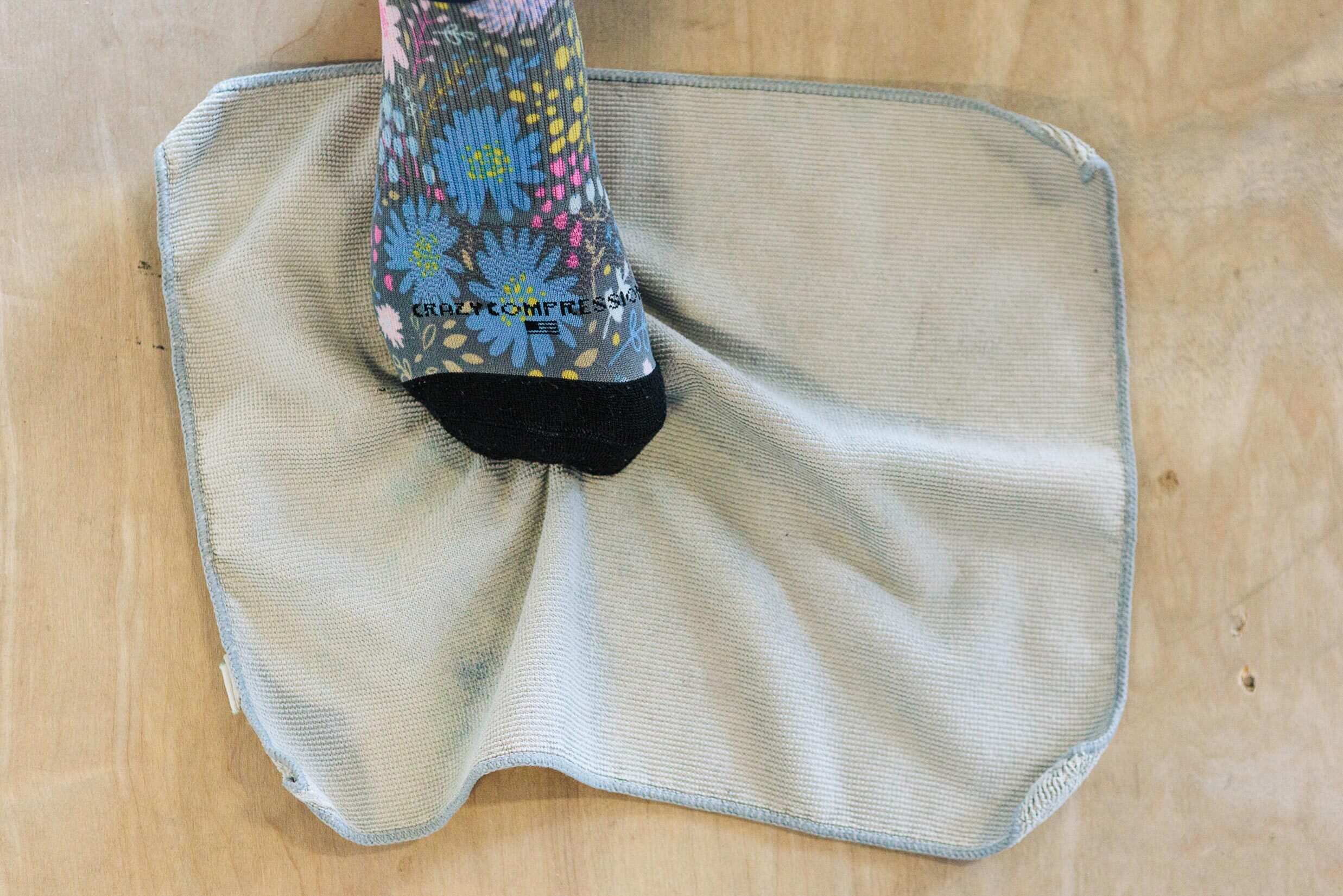 foot on towel
