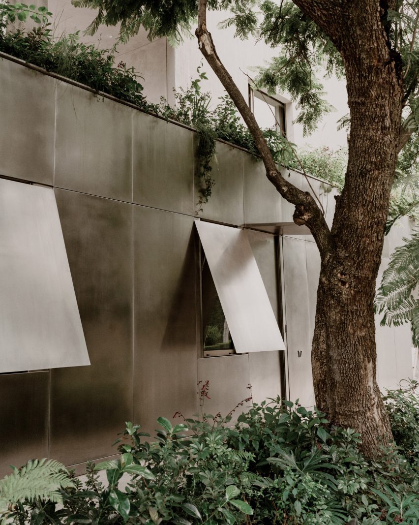 Metal shutters on Barrancas home