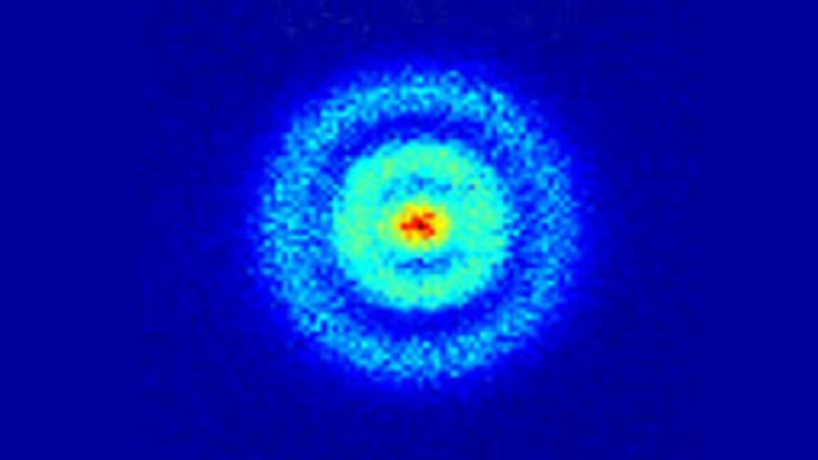 Image of a hydrogen atom's electron orbitals taken with a quantum microscope in 2013.