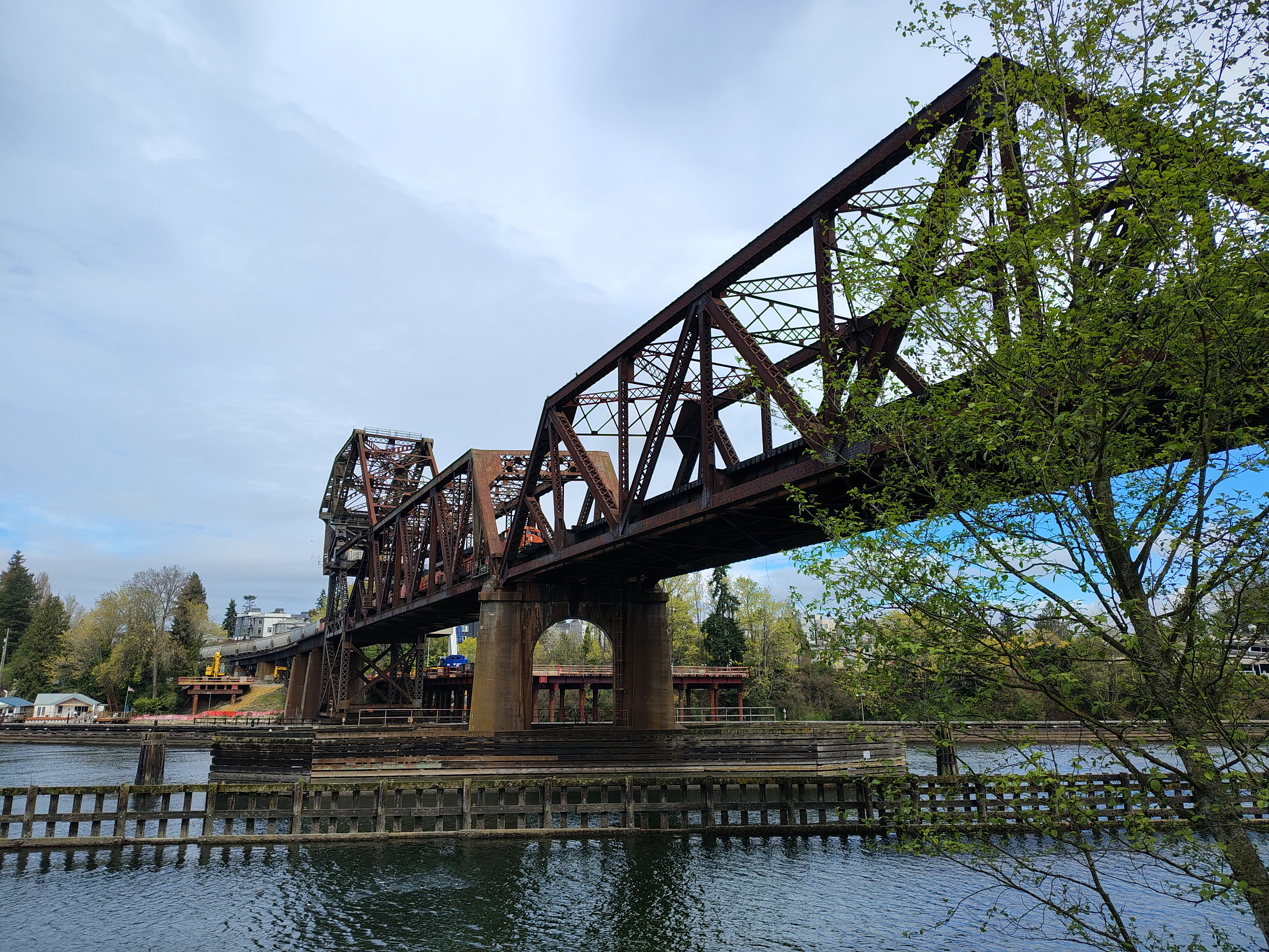 A metal bridge over water