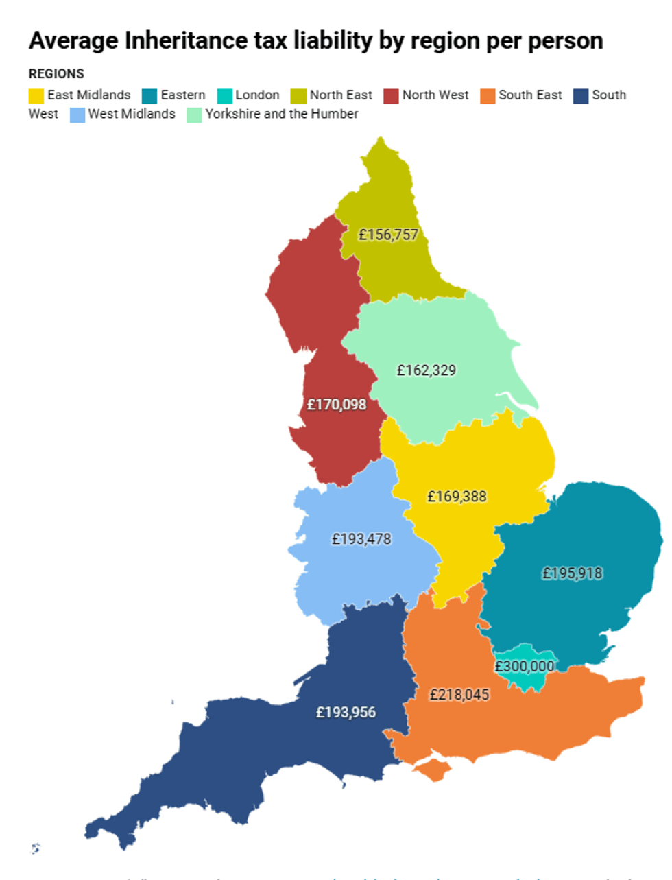 Region by region, which areas pays the most inheritance tax