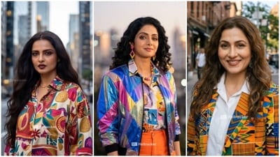 Rekha, Sridevi, and Madhubala rock modern outfits in AI video. (Souvik Rooj)