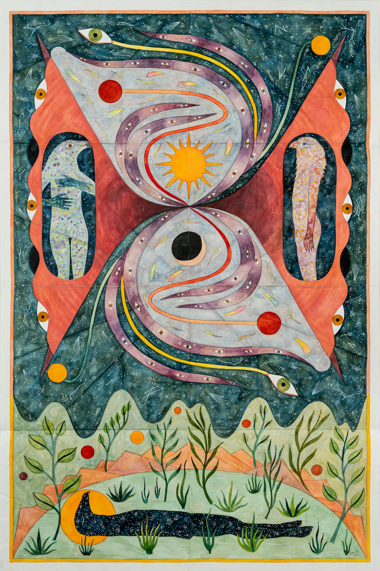 Aerial Superstructure I, gouache, watercolor and ink on paper, 2023.