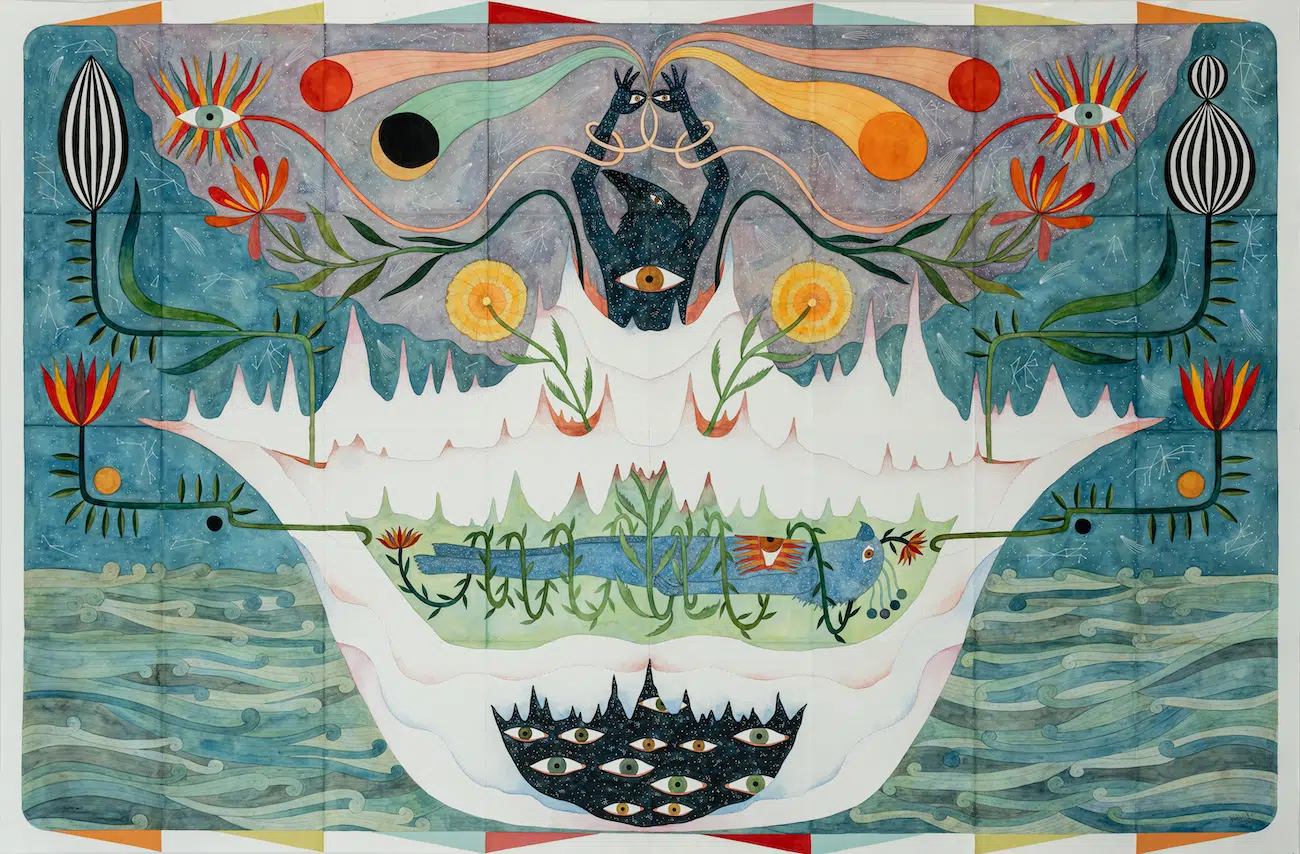 Exoskeleton, gouache, watercolor and ink on paper, 2024.