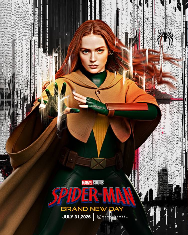 Sadie Sink as X-Men hero Jean Grey in Spider-Man Brand New Day art by wagsantoss_