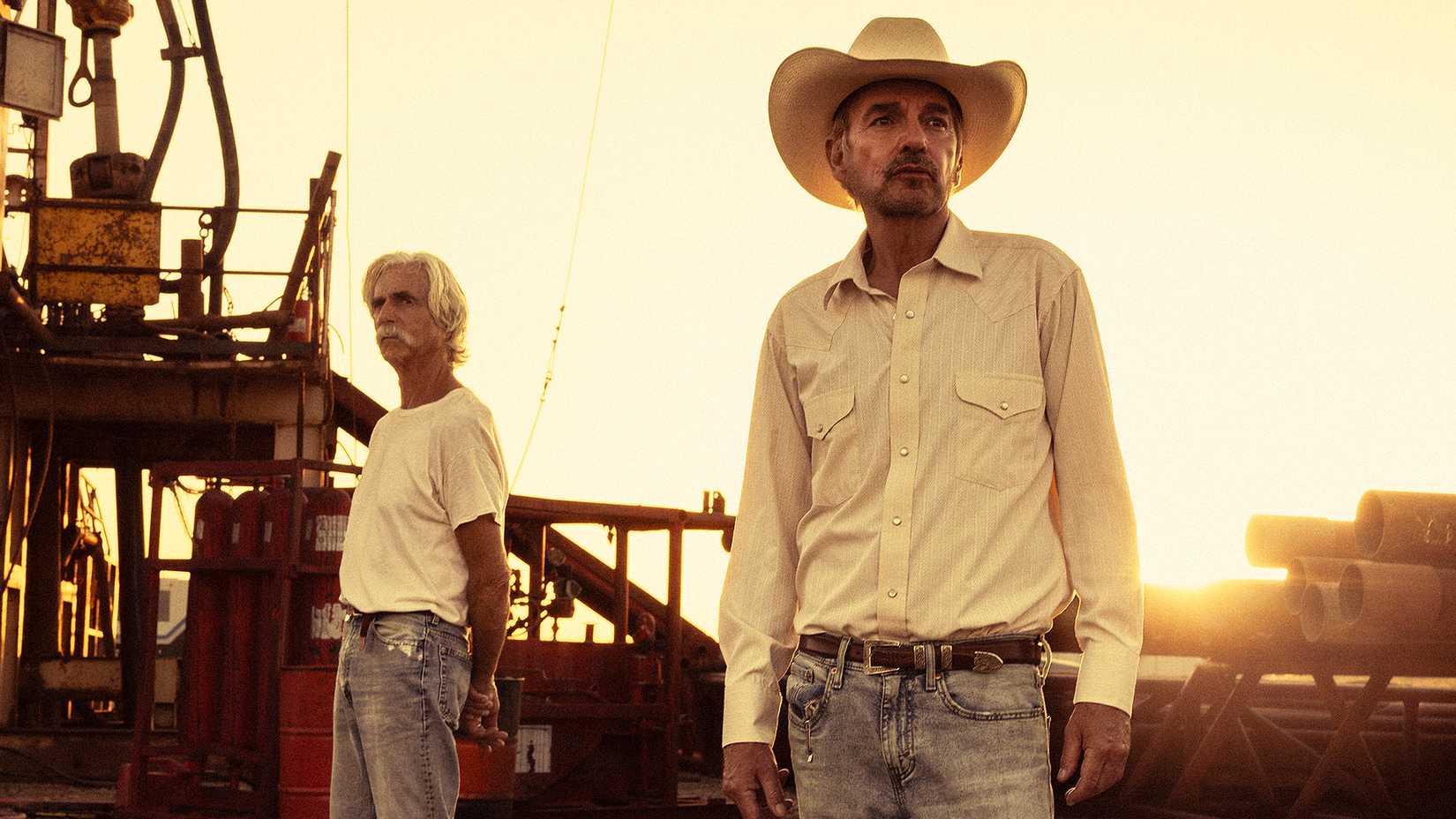 Sam Elliott as T.L. and Billy Bob Thornton as Tommy in Landman episode 10, season 2