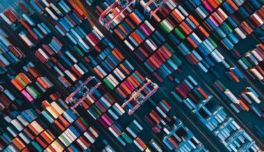 Aerial view of a container terminal