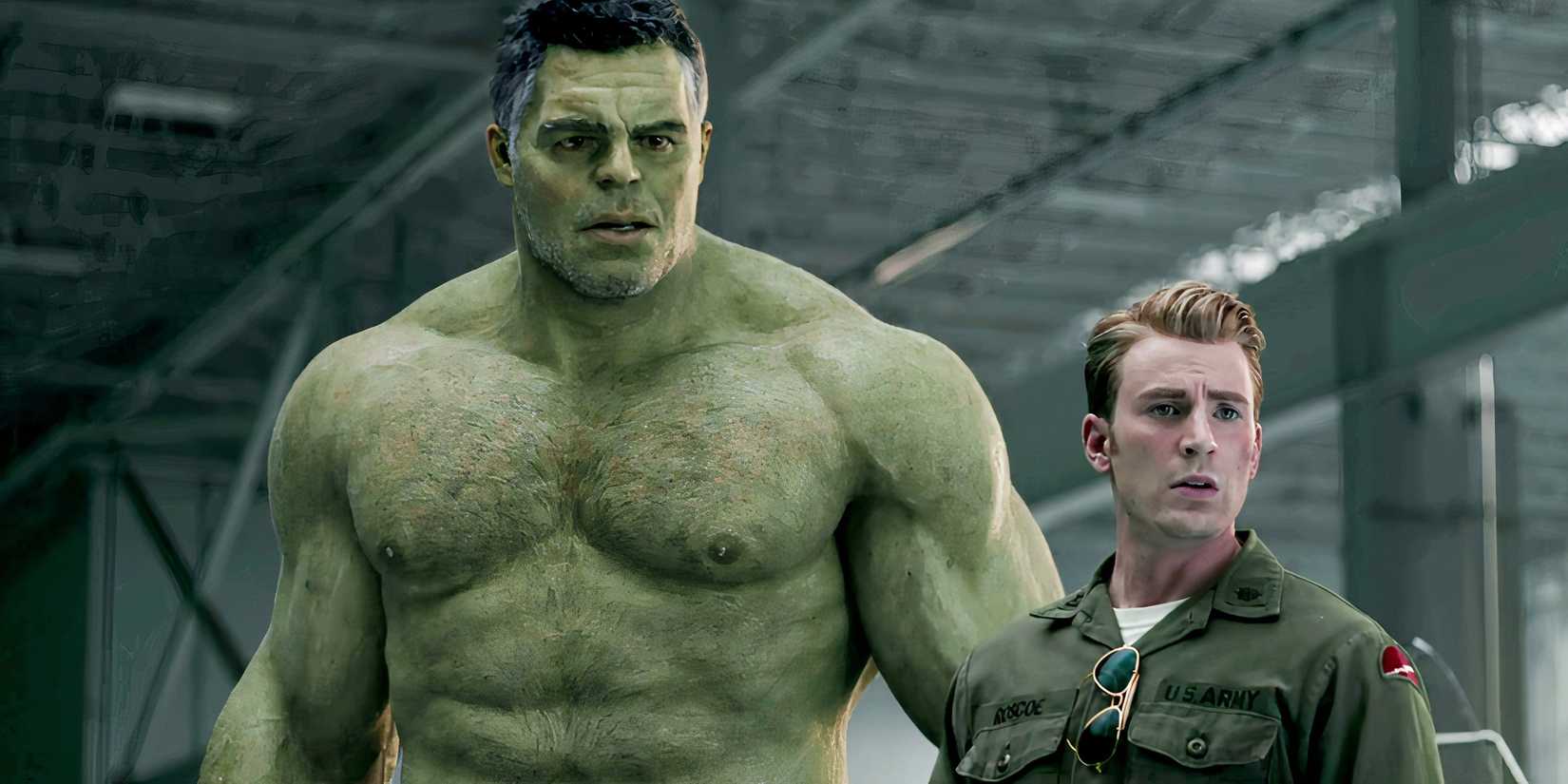 Smart Hulk and Steve Rogers look shocked to hear of Natasha Romanoff's death in Avengers Endgame