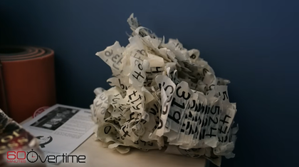 A ball of masking tape marked with the number of days hostages have spent in captivity, kept in Hersh Goldberg-Polin's room.