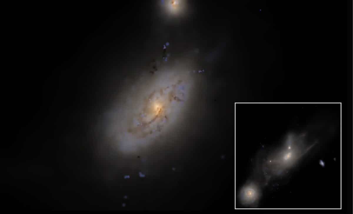 The L200m6 simulation zooms from the large-scale cosmic web down to individual galaxy structure, with gas temperature mapped across scales and stellar light rendered in Euclid colours accounting for dust.