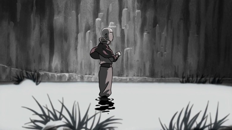 Aang floating in the spirit lake on Avatar: The Last Airbender S1E20