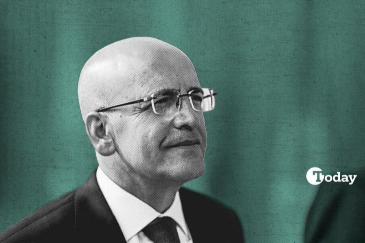 Finance Minister Mehmet Simsek is seen during a public appearance in Türkiye. (Collage by Türkiye Today)