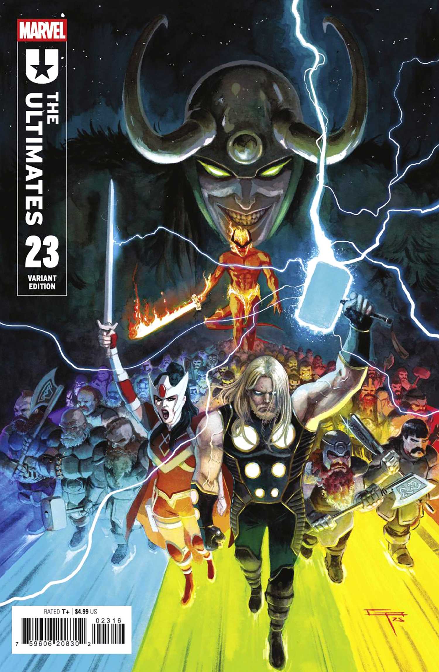 ultimates 23 cover art by Germán Peralta of thor vs loki