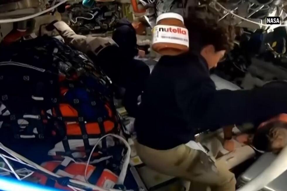 Nutella jar seen spinning through Artemis II
