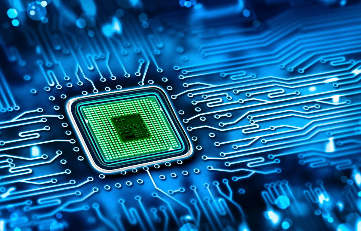 Artist rendering of AI chip.