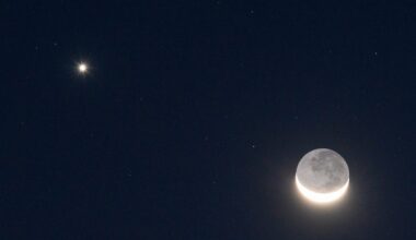 Venus and a crescent Moon. Credit: Jordan Lye / Getty Images