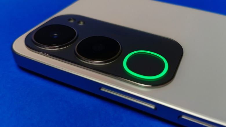 Smartphone with green LED notification lit up