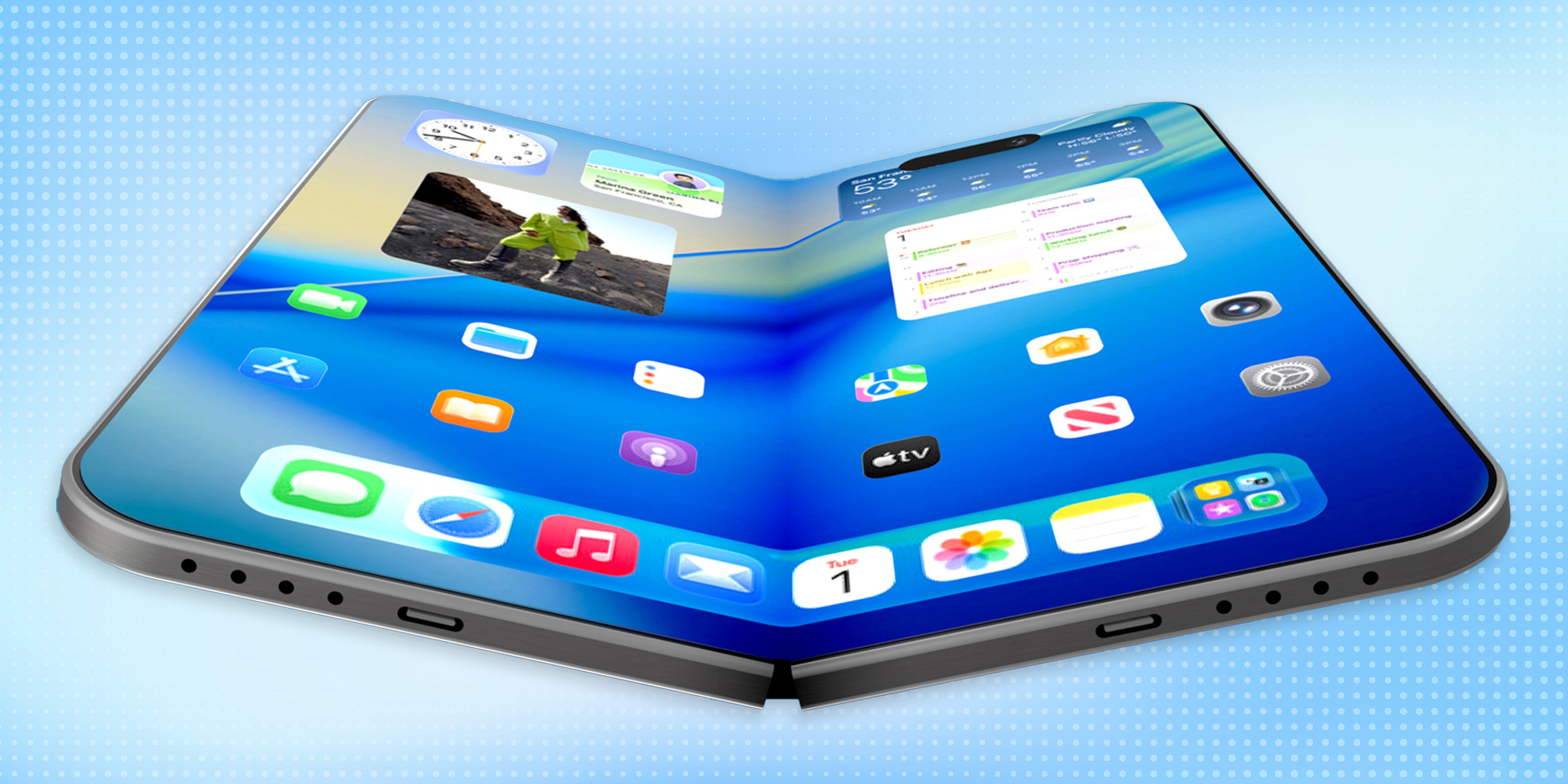 Render of a potential folding iPhone