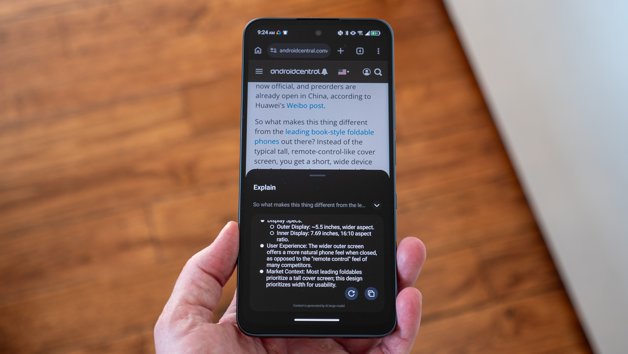 The TCI AI explanation feature on a TCL NXTPAPER 70 Pro