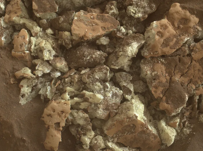 Sulphur crystals on Mars Curiosity Mars Rover, 18 July 2024 Credit: NASA/JPL-Caltech/MSSS