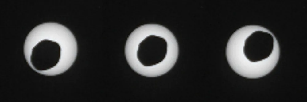 The Curiosity rover captured this view of Martian moon Phobos passing directly in front of the Sun, as seen from the surface of Mars. Credit: NASA/JPL-Caltech/Malin Space Science Systems/Texas A&M Univ.