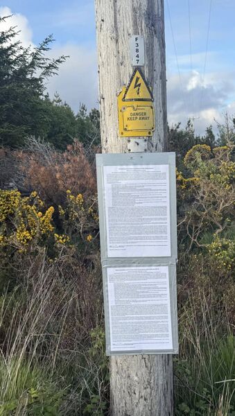 The windfarm notice pinned to the electricity pole in Geesala. Picture: Courtesy of Gerry Coyle