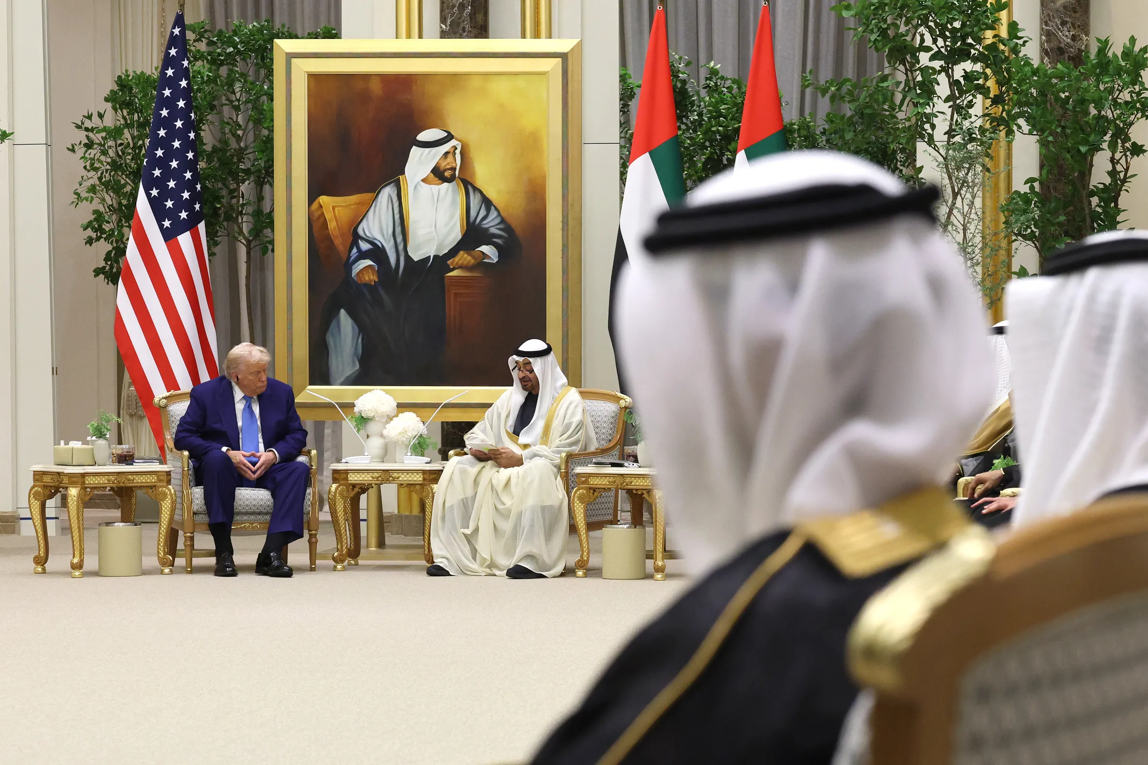 Donald Trump and UAE President Sheikh Mohamed bin Zayed Al Nahyan in a bilateral meeting.