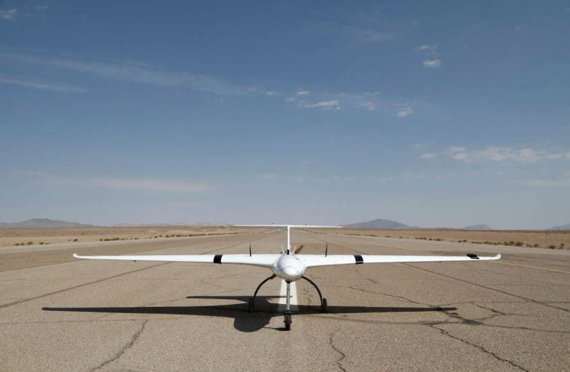 A drone is seen during a military exercise in an undisclosed location in Iran, in this handout image obtained on October 4, 2023. (credit: IRANIAN ARMY/WANA