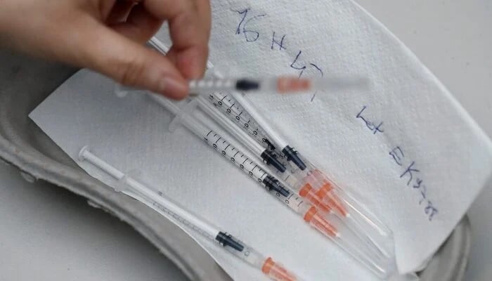 Syringes containing a dose of medicine vaccine are seen at the Cent Quatre cultural centre in Paris, France, February 1, 2021. — Reuters