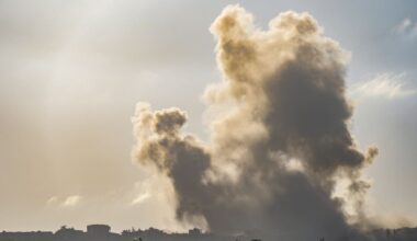 SMOKE RISES from southern Lebanon, as seen from the Israeli side of the Israel-Lebanon border, in northern Israel, May 6, 2026.
