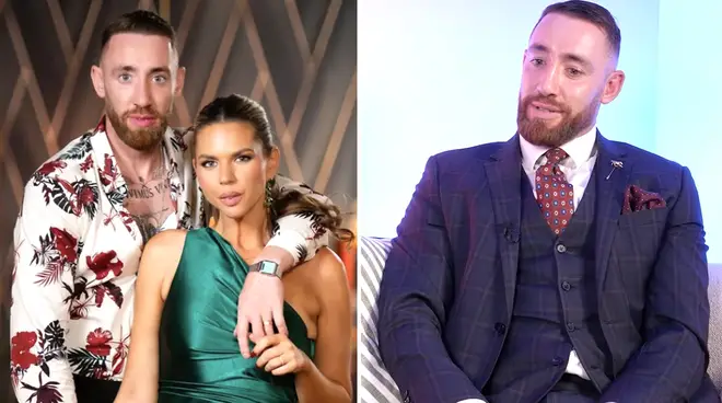 MAFS Australia's Danny and Bec pictured before a Dinner Party and Danny on a podcast.
