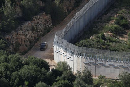 An Israeli military vehicle operates by the Israeli‑Lebanese border, in northern Israel, Thursday. Credit: Reuters/Shir Torem An Israeli military vehicle operates by the Israeli‑Lebanese border, in northern Israel, Thursday.