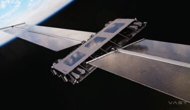 Artist's illustration of one of Vast's 15 kW-class satellites in orbit.