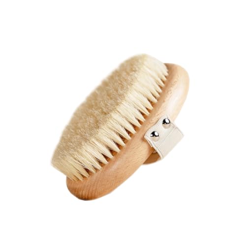 De La Heart Body Brush With No-Slip Strap | Dry Brushing Tool for Skin Exfoliation &amp; Radiance | Natural Bristles for Smooth, Glowing Skin | Lymphatic Drainage &amp; Circulation Massage Brush