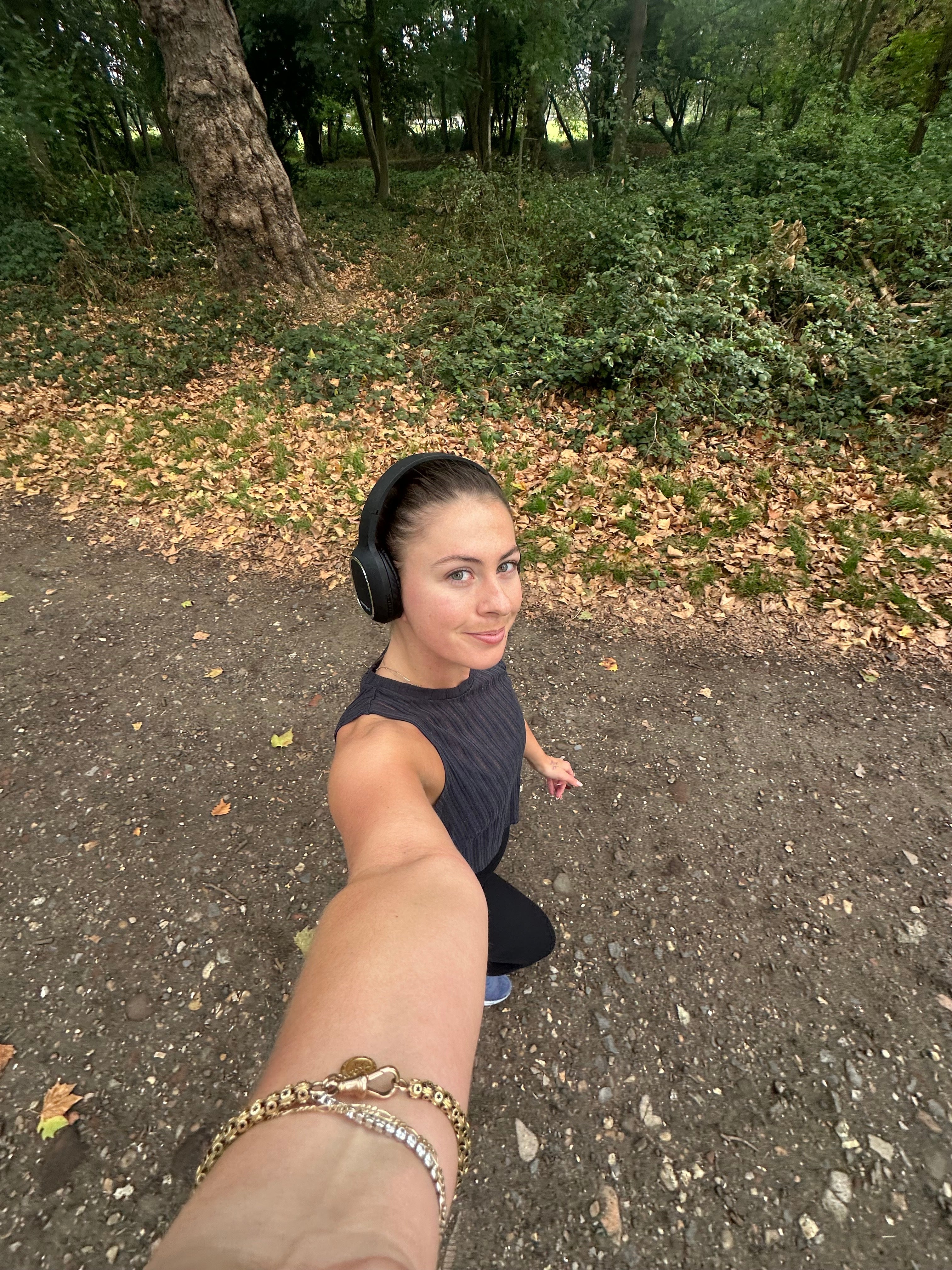 Walk in the park: Lydia on her way from an exercise class