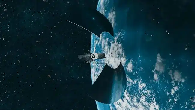 Illustration Showing A Private Orbital Debris Removal Spacecraft In Earth's Orbit.