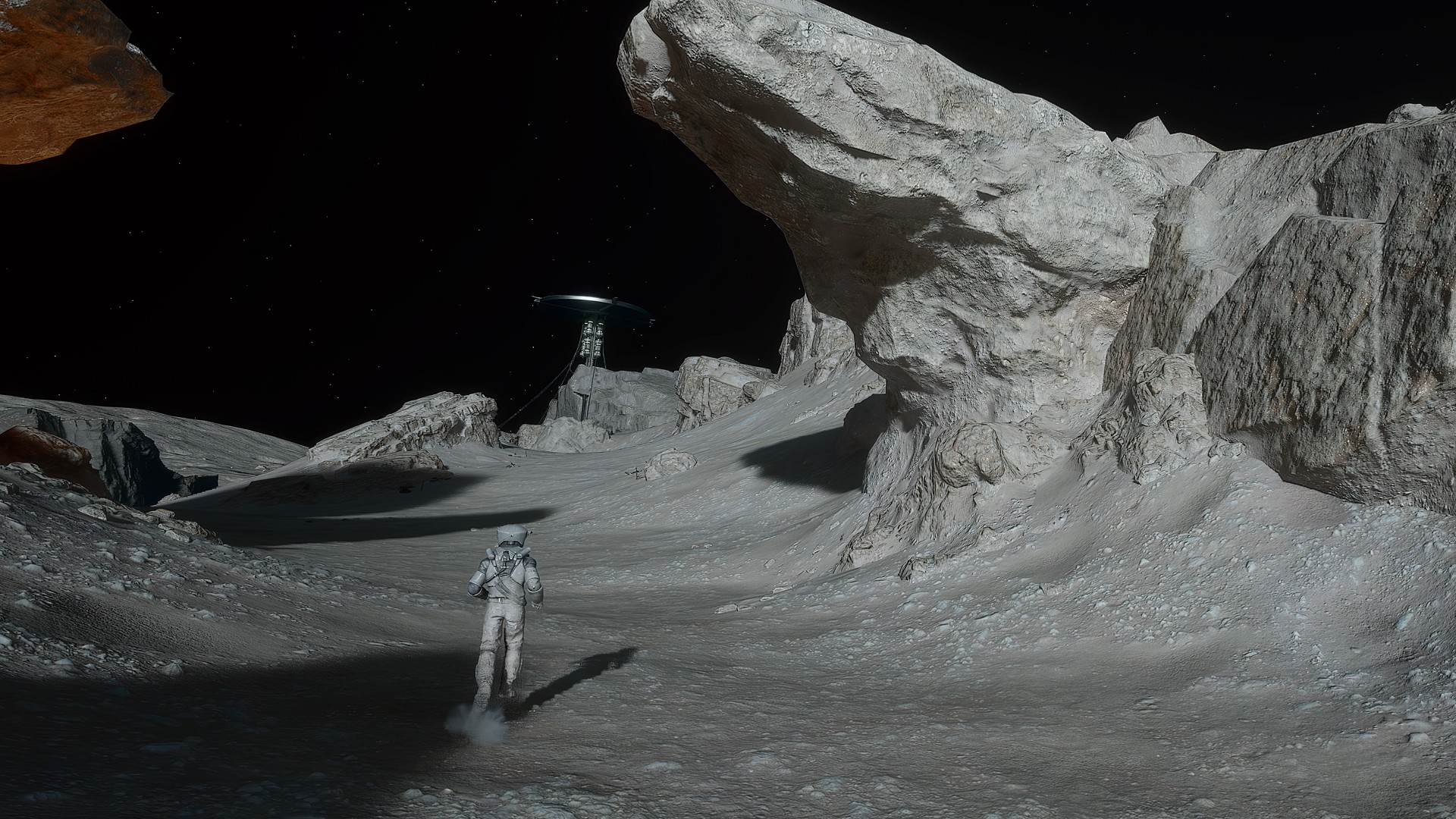 Screenshot from the video game Lunar Strike. An astronaut is exploring the Moon.