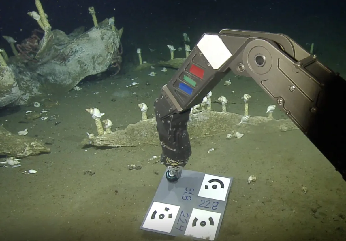 ROV placing image calibration plate in 2023