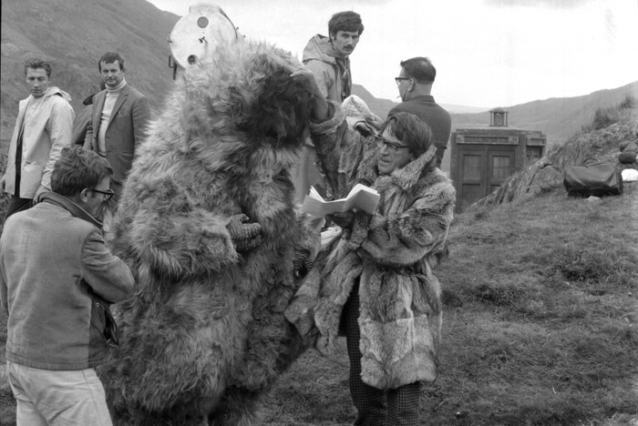 A behind-the-scenes shot from the filming of The Abominable Snowmen A behind-the-scenes shot from the filming of The Abominable Snowmen