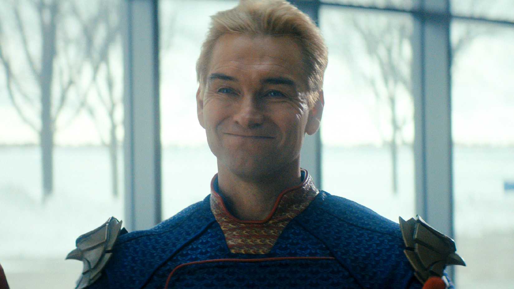 Antony Starr smiling as Homelander in The Boys.