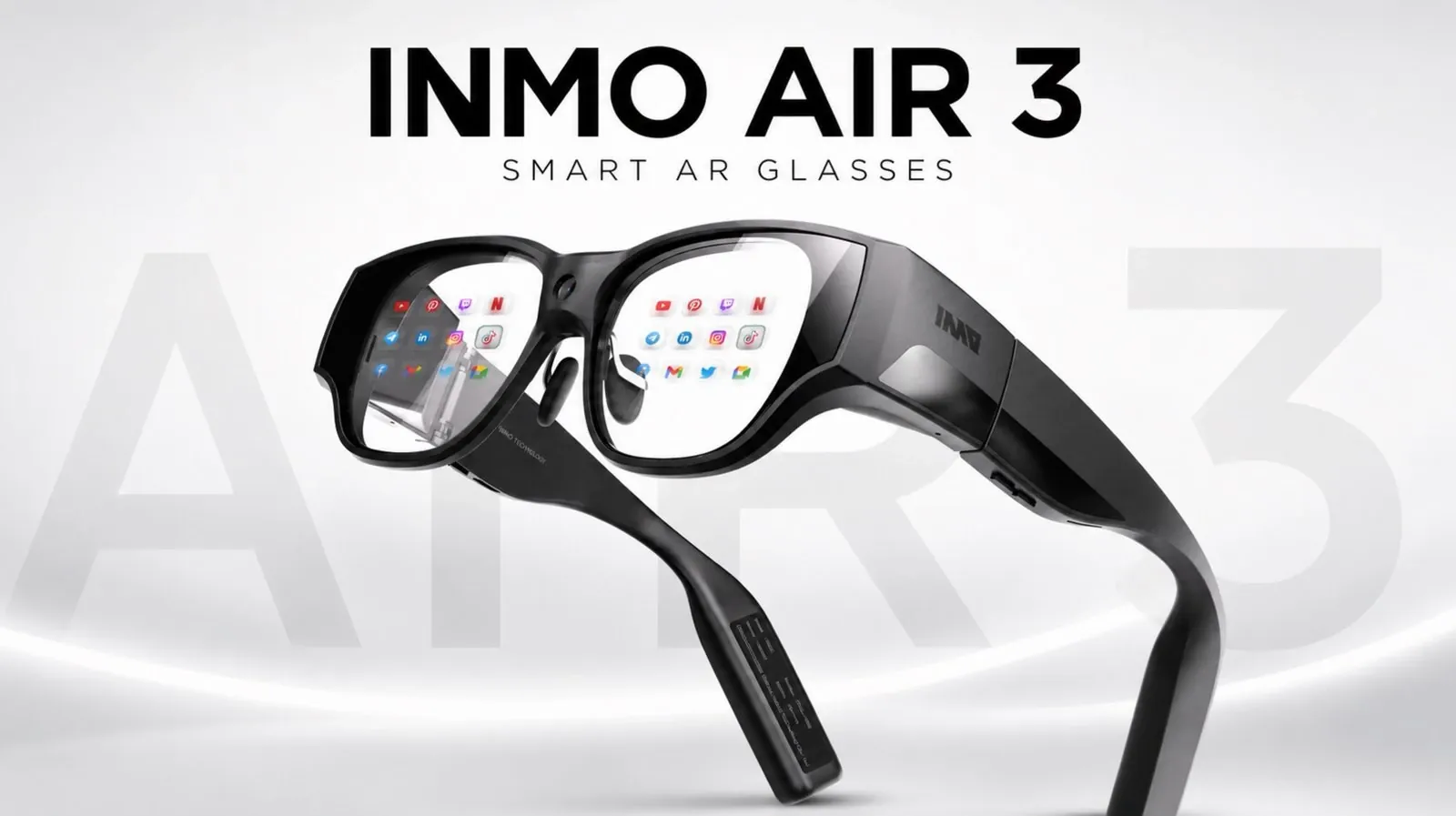 Person wearing INMO Air 3 glasses outdoors with sunglasses attachment.