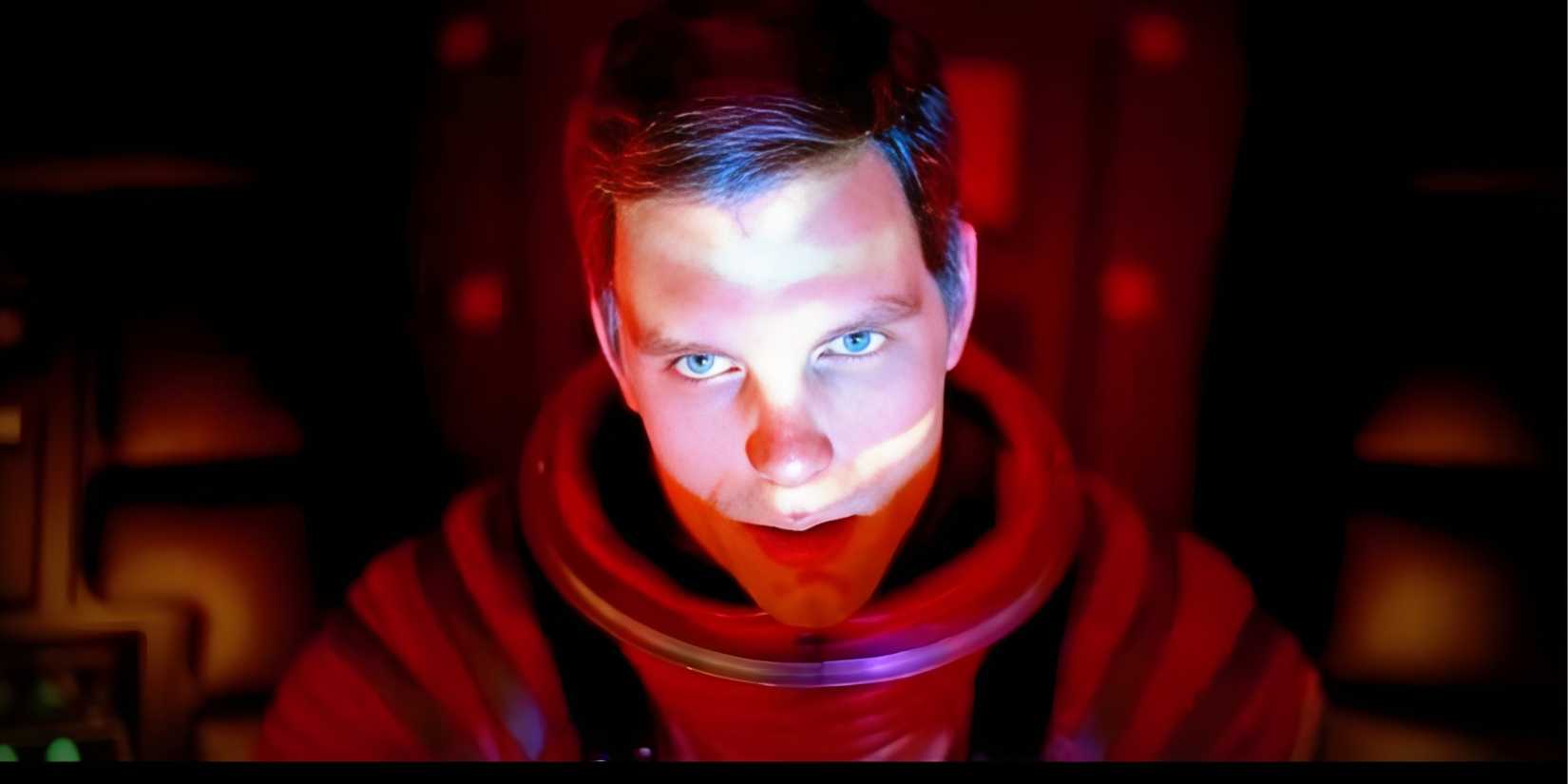 Bowman (Keir Dullea) asking HAL to open the pod bay door in 2001: A Space Odyssey.