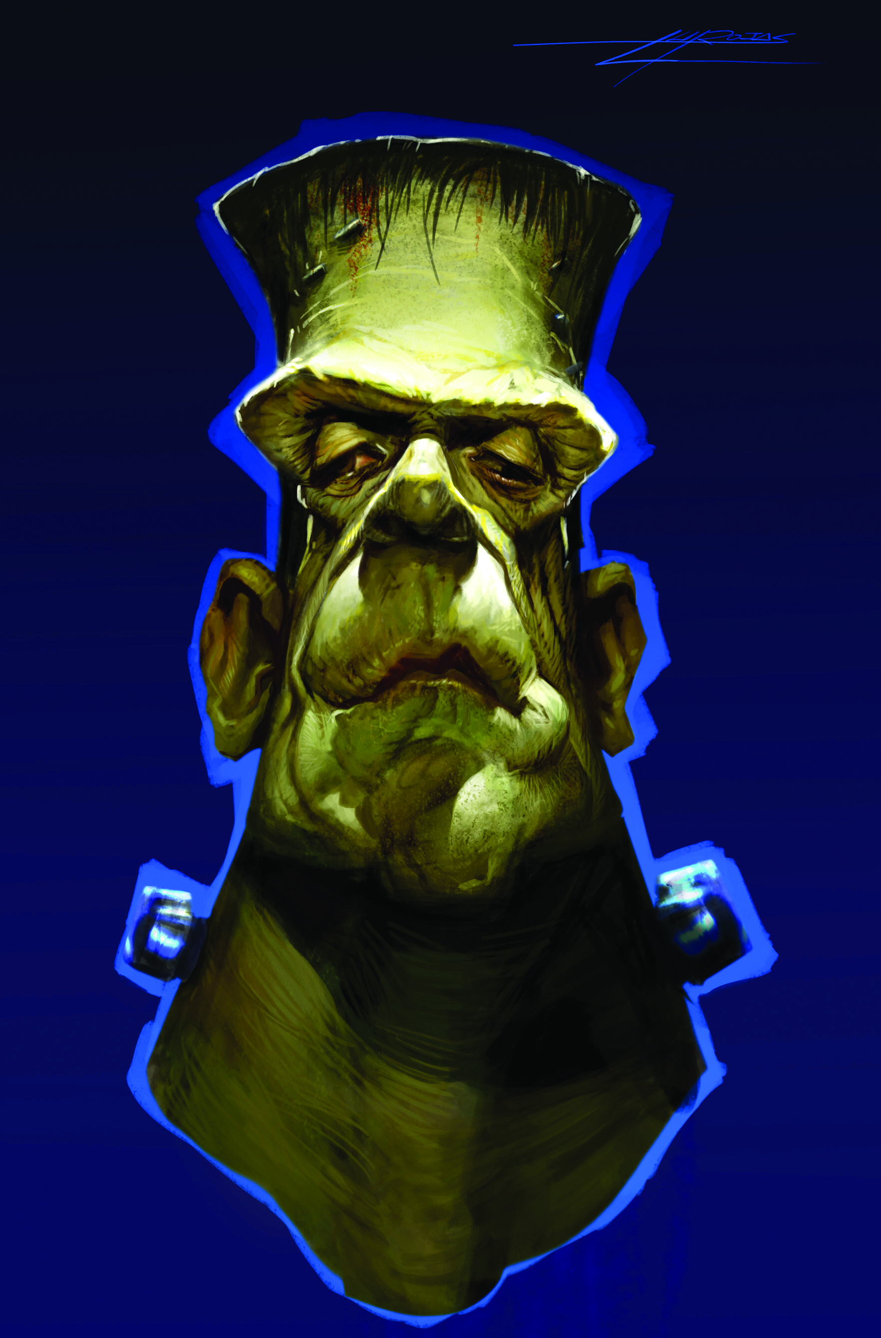 A caricature of Frankenstein's monster by Luis Rojas