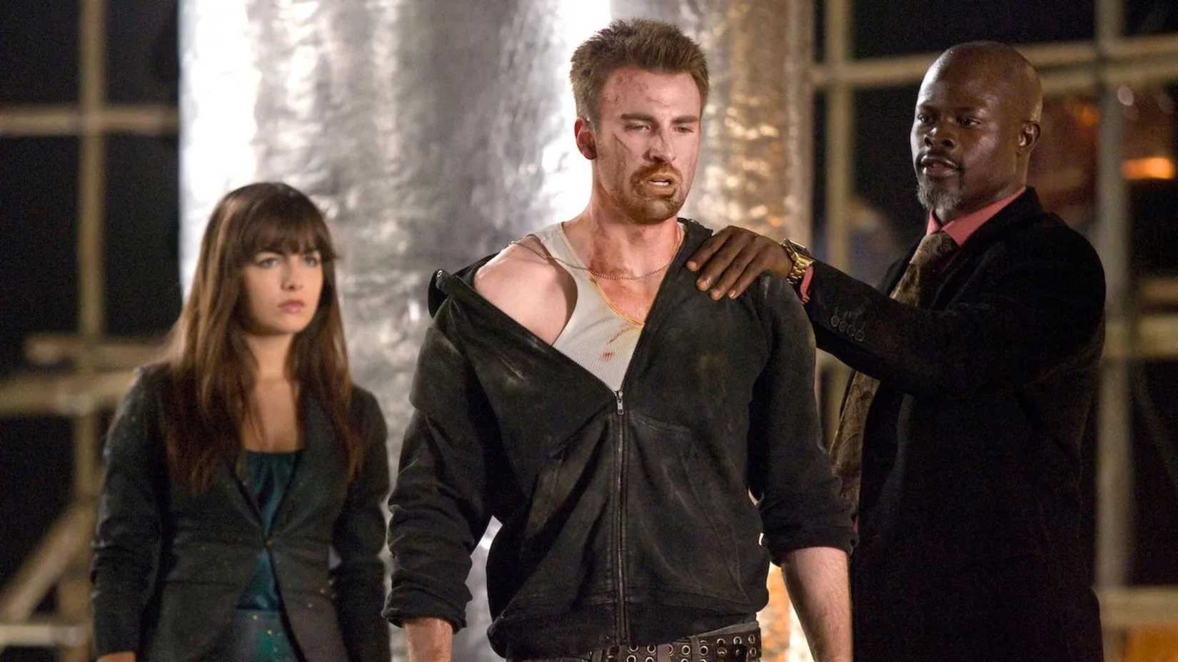 Chris Evans as Nick Gant with Djimon Hounsou as Division Agent Henry Carver in Push