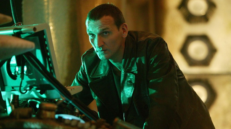 Christopher Eccleston's Ninth Doctor at the TARDIS controls in Doctor Who