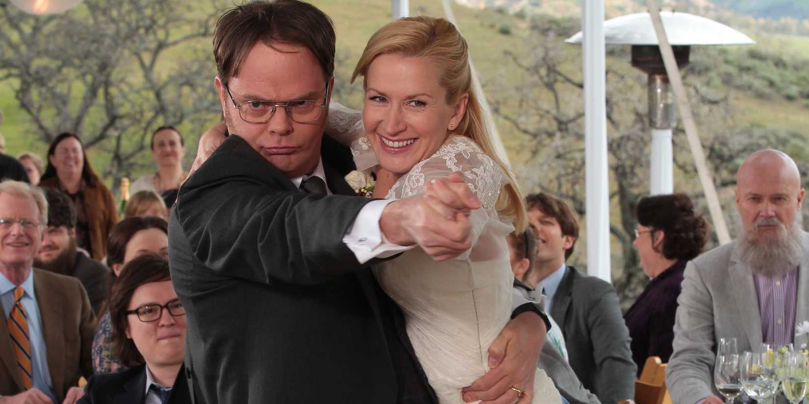Dwight and Angela's first dance at their wedding in The Office finale